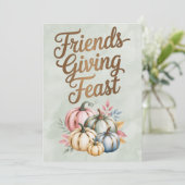 Pastel Colored Pumpkins Friendsgiving Feast Kaart (Staand voorkant)