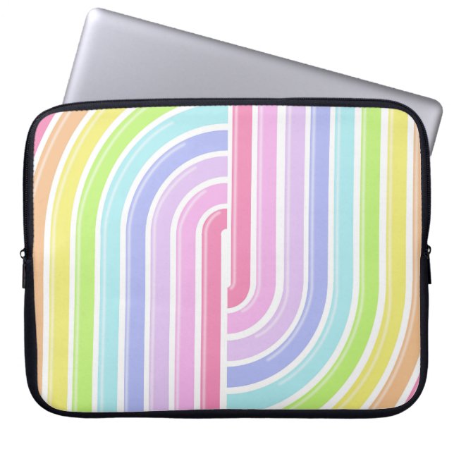 PASTEL COLORED STRIPED PATTERN LAPTOP SLEEVE (Voorkant)