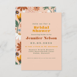 Pastel Colorful 70s Bridal Shower Invitation Kaart