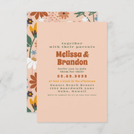 Pastel Colorful 70s Wedding Invitation Kaart