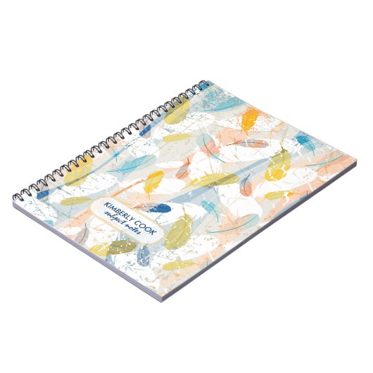 Pastel Colorful Abstract Feathers Patroon Notitieboek (Linkerzijde)