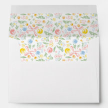 Pastel Colorful Flowers Bows Whimsical Hand Drawn 
