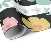 Pastel Colorful Flowers & Stripes Pattern Cadeaupapier (Rol Hoek)