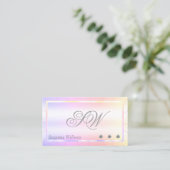 Pastel Colorful met diamanten en monogram Glamor Visitekaartje (Staand voorkant)