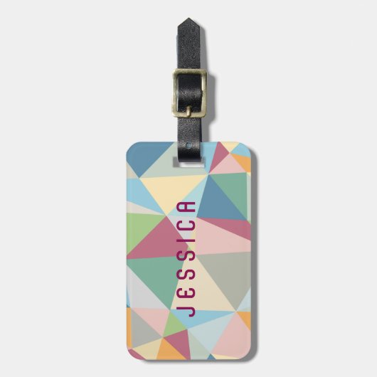 Pastel Colorful Moderne Abstract Geometric Pattern Bagagelabel (Voorkant verticaal)