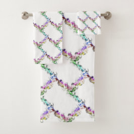 Pastel Colorful Rainbow Flames Floral Diamond Bad Handdoek