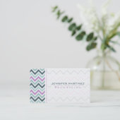 Pastel Colorful Retro Chevron Pattern 2a Visitekaartje (Staand voorkant)