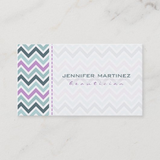 Pastel Colorful Retro Chevron Pattern 2a Visitekaartje (Voorkant)