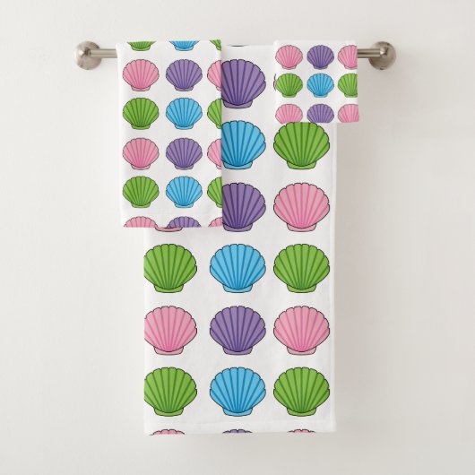 Pastel Colorful Seashell Pack Bad Handdoek (Insitu)