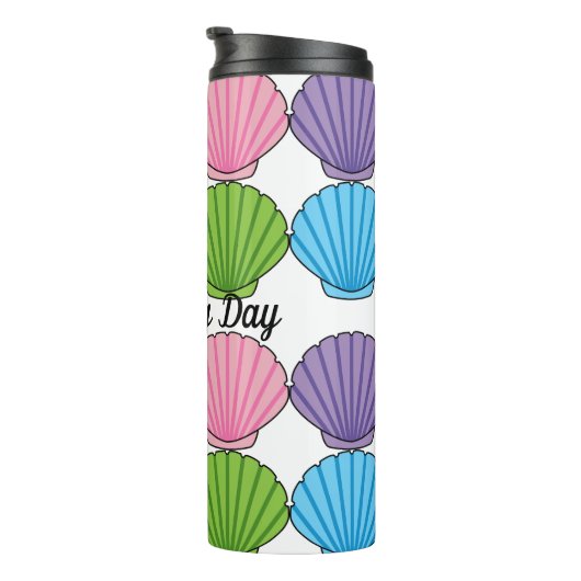 Pastel Colorful Seashell Pack | Eigen tekst toevoe Thermosbeker (Geroteerd rechts)