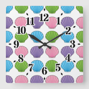 Pastel Colorful Seashell Pack Vierkante Klok