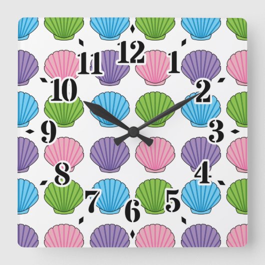 Pastel Colorful Seashell Pack Vierkante Klok (Voorkant)