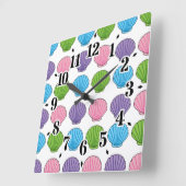 Pastel Colorful Seashell Pack Vierkante Klok (Hoek)
