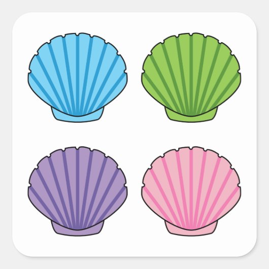 Pastel Colorful Seashell Pack Vierkante Sticker (Voorkant)