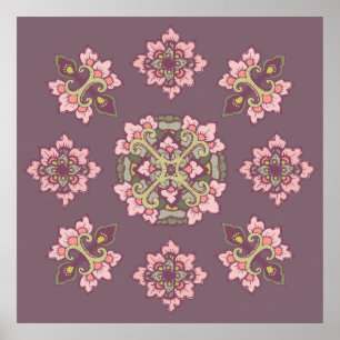 Pastel Colorful Tracery Ornament Pattern Poster