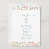 Pastel Colorful Wildflower Wedding Table Number Kaart (Voorkant)