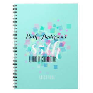 Pastel Colors Aqua 95th Birthday Party Guest Book Notitieboek
