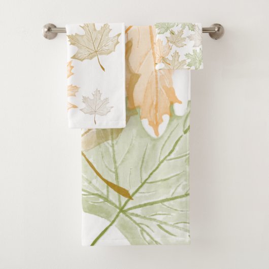 Pastel Colors Autumn Maple Pattern Green Sinaasapp Bad Handdoek (Insitu)