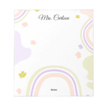 Pastel Colors Boho Rainbow Teaacher Notepad