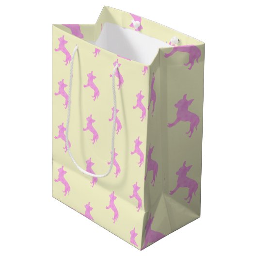 Pastel colors Chihuahua Paper Bag cute gift bag  Medium Cadeauzakje (Voorkant Gekanteld)