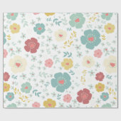 Pastel Colors Cute Colorful Flowers Patroon Cadeaupapier (Vlak)