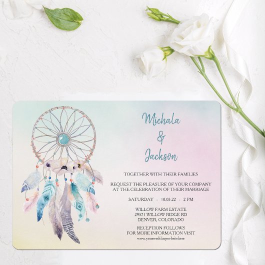 Pastel Colors Drocatcher Wedding Kaart