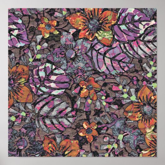 Pastel Colors floreel patroon romantische digitale Poster (Voorkant)