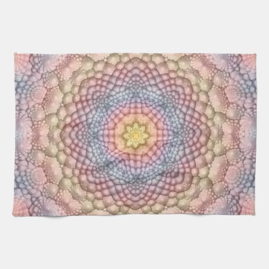 Pastel Colors  Fractal Kaleidoscope Theedoek (Horizontaal)