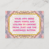 Pastel Colors  Fractal Kaleidoscope Visitekaartje (Achterkant)