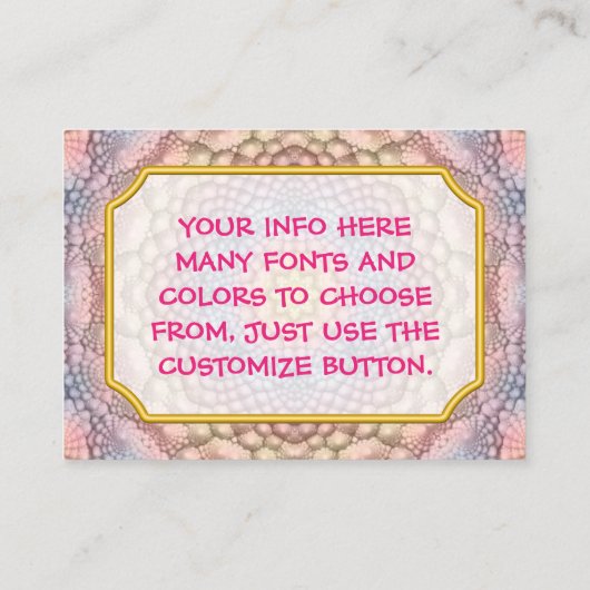 Pastel Colors  Fractal Kaleidoscope Visitekaartje (Achterkant)