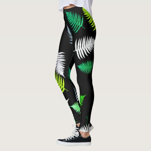Pastel Colors Happy Green Fern laat Leggings achte (Links)