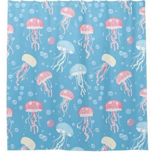 Pastel colors jelly fish pattern douchegordijn (Voorkant)