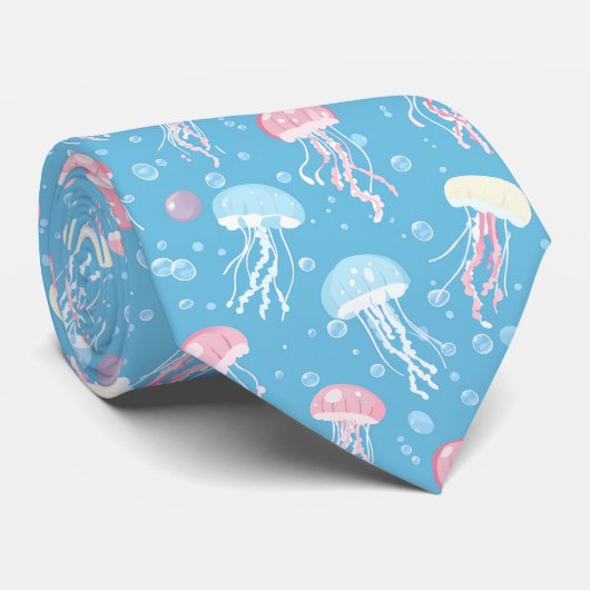Pastel colors jellyfish pattern stropdas (Opgerold)