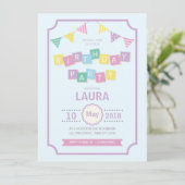 Pastel Colors Kids Birthday Party Invitation Kaart (Staand voorkant)