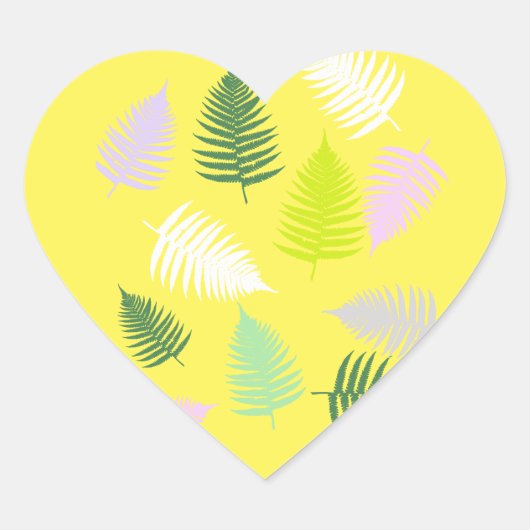 Pastel Colors Lucky Fern Hart Sticker (Voorkant)
