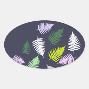 Pastel Colors Lucky Fern Ovale Sticker