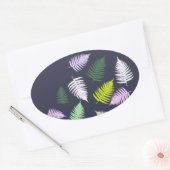 Pastel Colors Lucky Fern Ovale Sticker (Envelop)