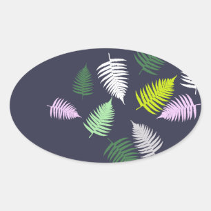 Pastel Colors Lucky Fern Ovale Sticker