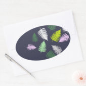 Pastel Colors Lucky Fern Ovale Sticker (Envelop)