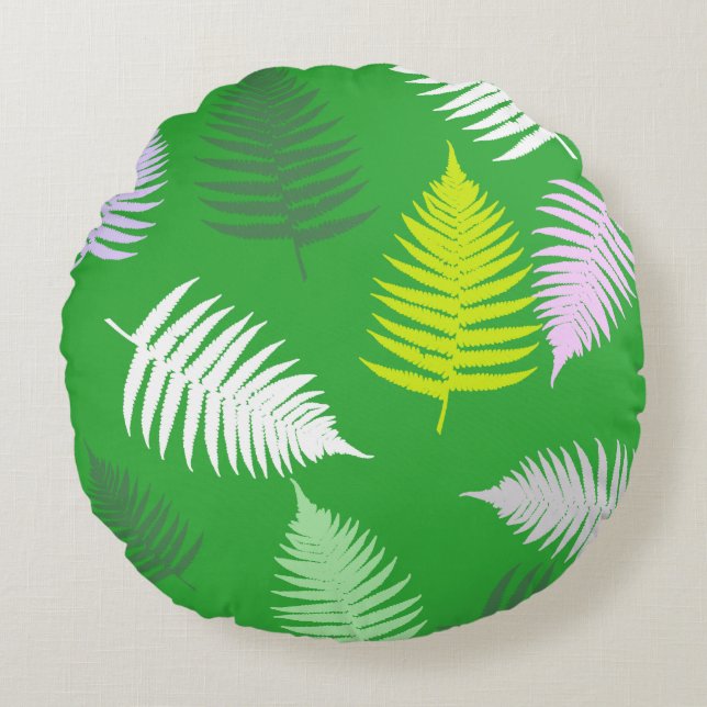 Pastel Colors Lucky Fern Rond Kussen (Voorkant)
