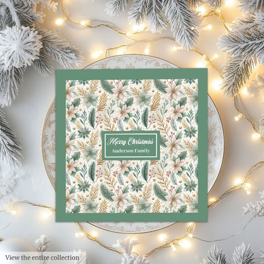 Pastel Colors Napkins Elegant Christmas Floral  Servet