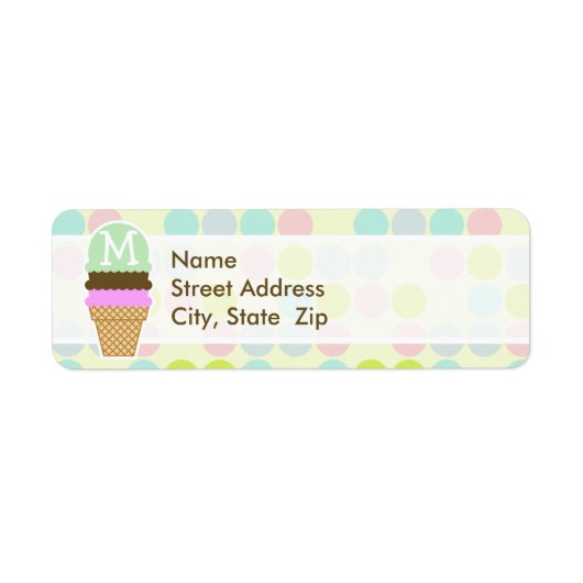 Pastel Colors, Polka Dot; Ice Cream Cone Etiket (Voorkant)