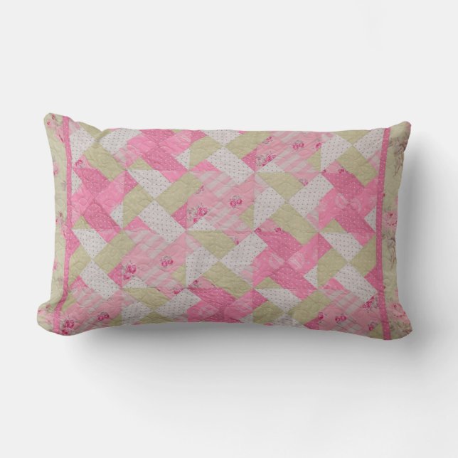 Pastel Colors Quilt Pattern Lumbar Pillow Kussen (Voorkant)