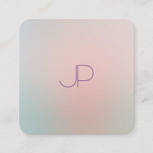 Pastel Colors Sjabloon Monogram Modern Elegant Vierkante Visitekaartje