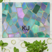 Pastel colors stained glass mosaic pattern theedoek (Gevouwen)