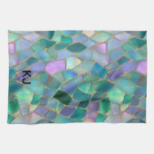 Pastel colors stained glass mosaic pattern theedoek (Horizontaal)