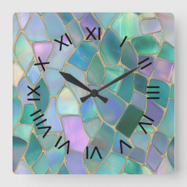 Pastel colors stained glass mosaic pattern vierkante klok