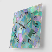 Pastel colors stained glass mosaic pattern vierkante klok (Hoek)