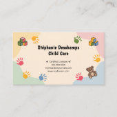 Pastel Colors & Teddy Bear - Child Care Visitekaartje (Voorkant)