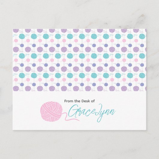 Pastel Colors Yarn Ball String Pattern Briefkaart (Voorkant)